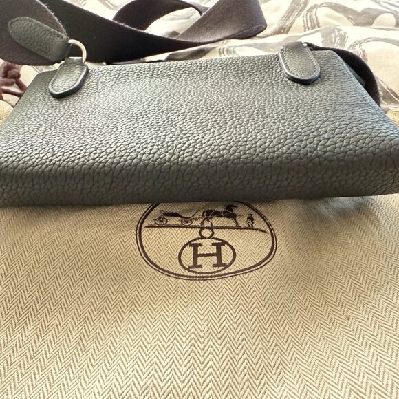 Authentic HERMES Paris Videpoches Togo Made in FRANCE Unisex Blue Crossbody Bag - Picture 11 of 12